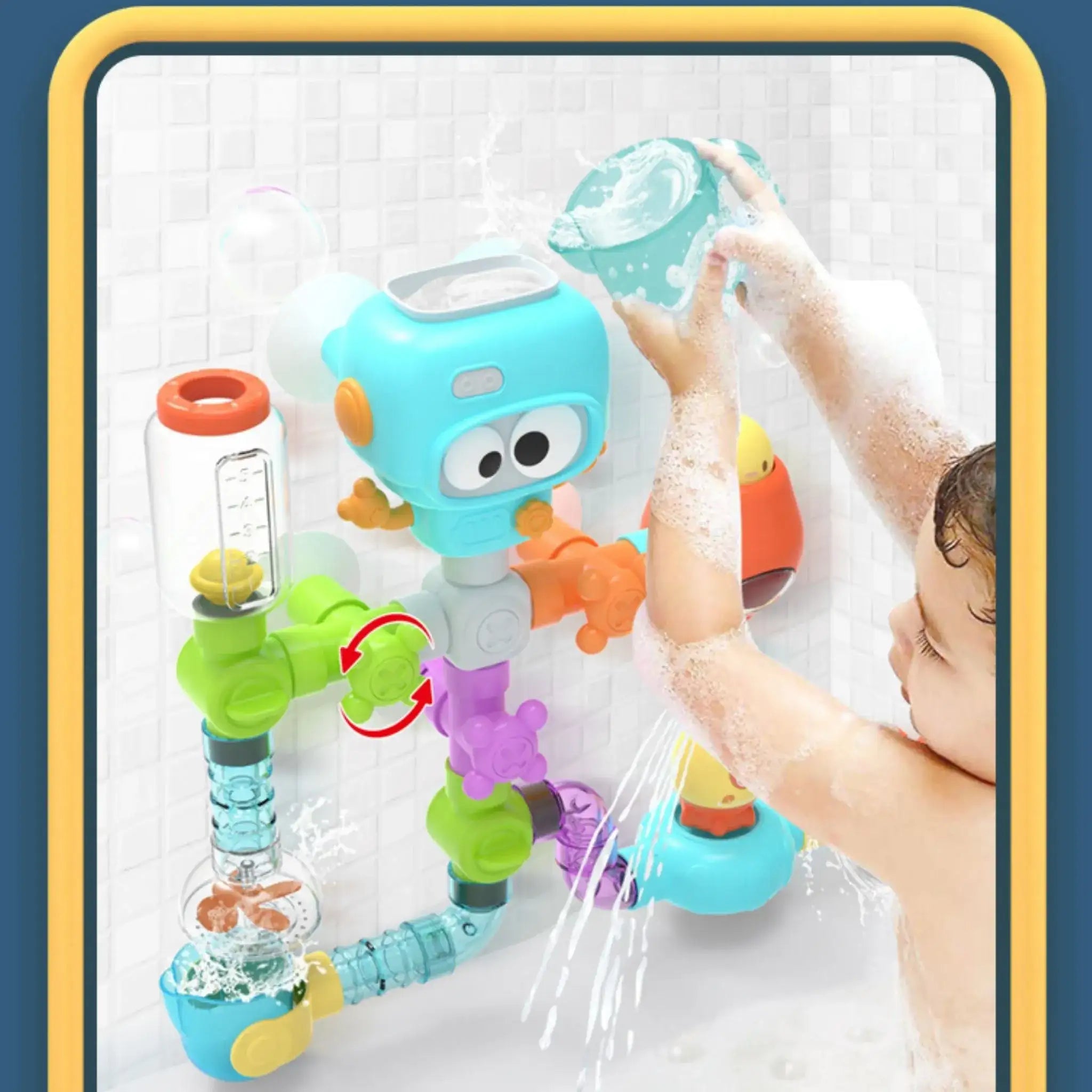 Robot Head Wall-Mounted Water Toy β 27-Piece Bath Fun Set